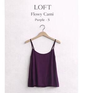 LOFT Cami Small Purple Aubergine Flowy Plunge Neck Tank Womens Large